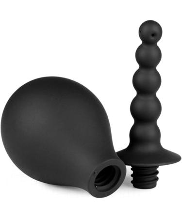 eeddoo Ribbed Silicone Vaginal & Anal Shower - Black | Premium Quality Adult Toy for Intimate Pleasure - Buy Online on GoSupps.com