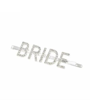 TOFINZO Bridal Hair Accessories Wedding Hair Accessories For Women Hen Party Crystal Rhinestone Elegant Bride Letter Hair Pins for Bridal & Bachelorette Party Silver