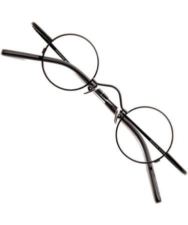 osiuujkw Vintage Round Eyeglasses Frame with Nose Pads Portable Foldable Legs Eyewear Frames Reading Glasses Replacement Gold Black - Buy Online on GoSupps.com