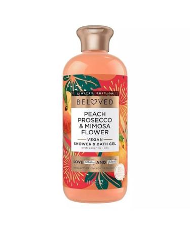 Love Beauty and Planet Beloved Vegan Shower & Bath Gel - Peach Prosecco & Mimosa Flower 11.8 Ounce With Essential Oils