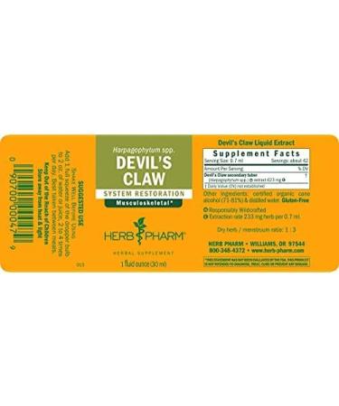 Herb Pharm Devil's Claw Liquid Extract 1oz - Musculoskeletal Support - Buy Online on GoSupps.com