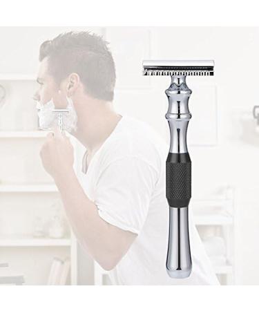 Classic Double Edge Metal Razor for Men - Black Shaving Razor for Beard Grooming | International Shipping Available - Buy Online on GoSupps.com