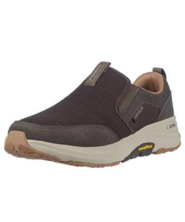 Skechers Men's Go Walk Outdoor-Athletic Slip-on Trail Hiking Shoes with Air Cooled Memory Foam Sneaker 12 Brown
