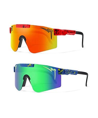 MINH 2 PACK P - VIP SUNGLASSES YOUTH Cycling Sunglasses, UV 400 Eye Protection PITFUL Polarized Eyewear for Men Women C9-c12