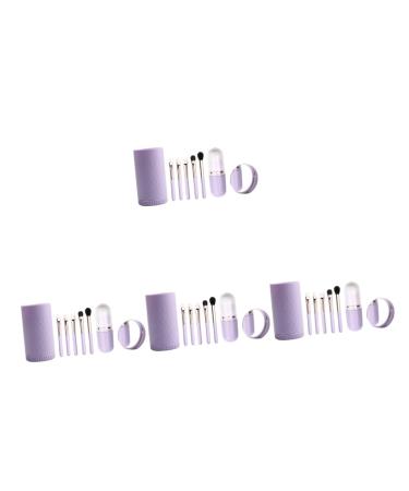 POPETPOP 4 Sets Makeup Brush Set Thick Aluminum Tube Makeup Set Portable Travel