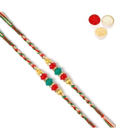 Ghasitaram Gifts Rakhi for Brother Rakhis Online -Set of 2 - ra4123 Pearl Rakhi for My Brother