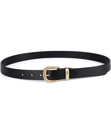 Catelles Women's Genuine Leather Belt - 1.1 Width with Gold Buckle | XS Pant Size 0-2 | Black - Buy Online on GoSupps.com