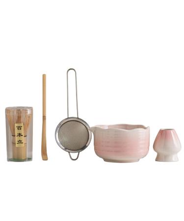 Lot de 5 kits de th matcha avec fouet porte-fouet bol matcha en c ramique cuill re pour faire du koicha et du latte matcha saphir Rose.
