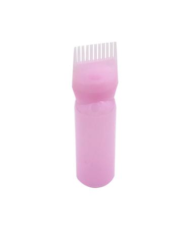 Ecojoy Root Comb Applicator Bottle 6 Ounce Hair Coloring Dye Salon Care with Graduated Scale Plastic Shampoo Hair Color Oil Comb Applicator Tool for Salon Beauty (Pink)