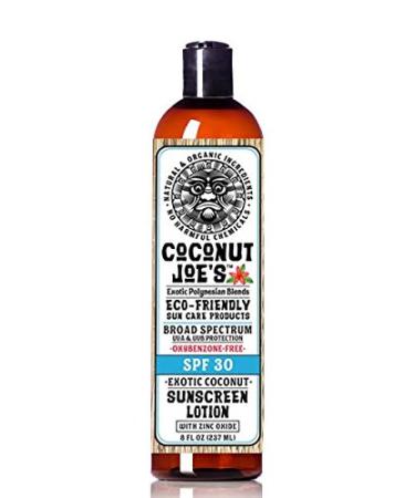 3-PACK | Zinc Oxide Sunscreen from Coconut Joe's | Natural & Organic Sunscreen Lotion Mineral Sunscreen SPF 30 Natural Sunscreen 8 ounce bottle