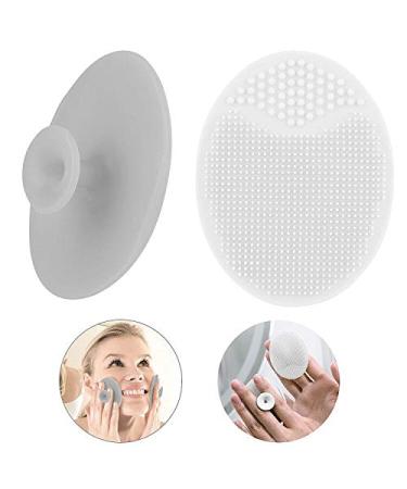 Silicone Face Scrubbers Exfoliator Brush-Facial Cleansing Brush Blackhead Scrubber Exfoliating Brush-Facial Cleansing Pads Precision Pore Cleansing Pad Acne Removing Face Brush-2 Pack, Grey and White Grey+white; 2 Pack