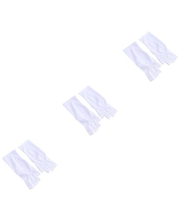minkissy 3 Pairs Gloves Nail Shield Glove Cotton Glove Chinese Wooden Pillow Silicone Ear Display Glove Manicure Glove Sun Protection White