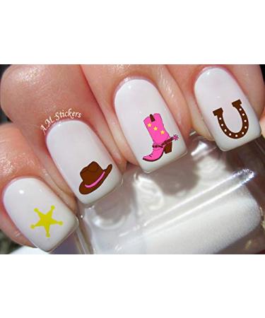 Cowgirl Texas Water Nail Art Transfers Stickers Decals - Set of 72 - A1281
