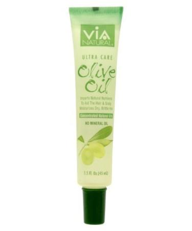 VIA Natural Ultra Care Olive Oil Concentrated Natural Oil 1.5oz - Imparts Natural Nutrients To Aid The Hair & Scalp Moisturizes Dry Brittle Hair - 3 Pack