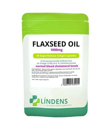 Lindens Flaxseed Oil 1000mg 3-Pack 270 Capsules Omega 3 6 9 Flax Linseed Oil
