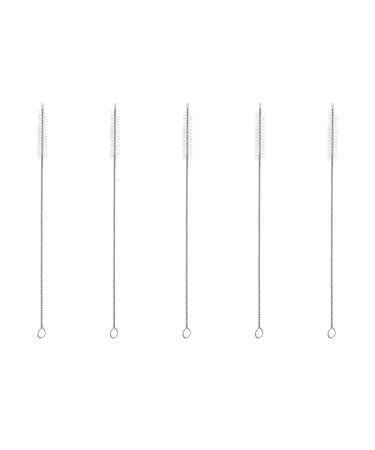 Sowaka 5 Pcs Cleaning Brushes for Straws 9.8 Inch Nylon White Stainless Steel Tube Cleaner Flexible Brushes for Cleaning Pipes Keyboard Glass Hard to Clean Area Drinking Straw Sippy Cup