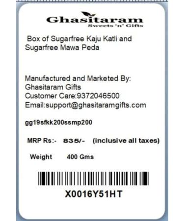 Ghasitaram Gifts Rakhi Gifts for Brothers Rakhi Sweets - Box of Sugarfree Kaju Katli and Sugarfree Mawa Peda with Pearl Beads Rakhi - Buy Online on GoSupps.com