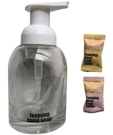 Essence of Life Foaming Hand Soap Tablets Starter Kit with Glass Bottle Pump and 2 Refill Tablets Lemon Love & Wild Lavender (Starter Kit)