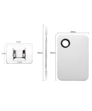 Aebor 2pcs Stainless Steel Makeup Palette Set with Spatula - Professional Artist Tool for Mixing Foundation and Nail Art - Buy Online on GoSupps.com