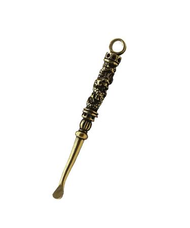 Ear Spoon Brass Gemstone Earpick Retro Dragon Curette Cleaner Carving Ear Pick Ear Wax Remover Tool Ear Clean Tool(B)