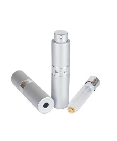 Fia Direct Twist-Up Rotary Travel Bottom Fill Refillable 10ml Perfume Atomiser (Silver)