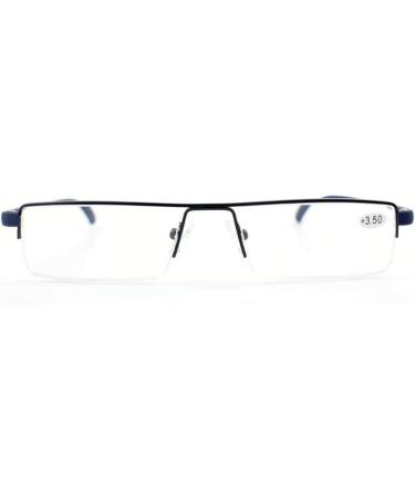 Ultra-Light TR90 Reading Glasses for Men & Women - Classic Metal Visual Aid Semi-Burning Narrow Style +1.5 Diopters Includes Case & Cleaning Cloth (Blue) - Buy Online on GoSupps.com