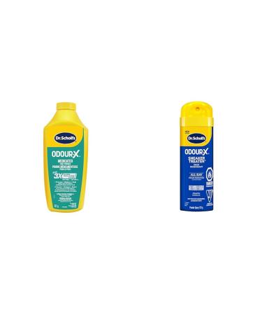 Dr. Scholl's Odour Destroyers Medicated Foot Powder 311 g & Odour-X Sneaker Treater Spray 133g Health Personal Care + TEXTILE_DEODORIZER 070847018919