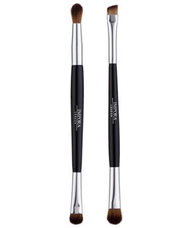 Eye Brush Set Double Ended Makeup Brushes by Impora London. Eyeshadow Tools for Blending Defining Smudging Shading. Perfect for Travel.