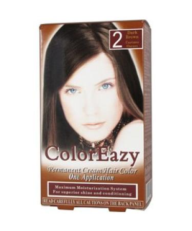 ColorEazy Permanent Cream Hair Color 2 Dark Brown - 3.47 oz | International Shipping Available | De La Ritz - Buy Online on GoSupps.com