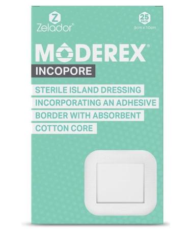 Moderex Sterile Adhesive Island Dressing with Absorbent Cotton Pad (9x10cm x 25)