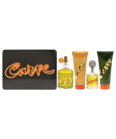 LIZ CLAIBORNE Curve for Men - 4 Pc Gift Set 4.2oz EDC Spray 0.25oz EDC Splash 3.4oz After Shave Balm 3.4oz Shower Gel