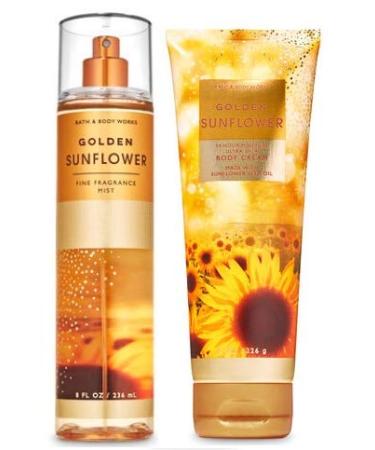 Bath and Body Works Golden Sunflower- DUO Gift Set - Body Cream and Fragrance Mist - Full Size