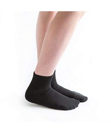 Doc Ortho Loose Fit Cotton Diabetic Socks for Men and Women 3 Pairs 1/4 Crew Large Black