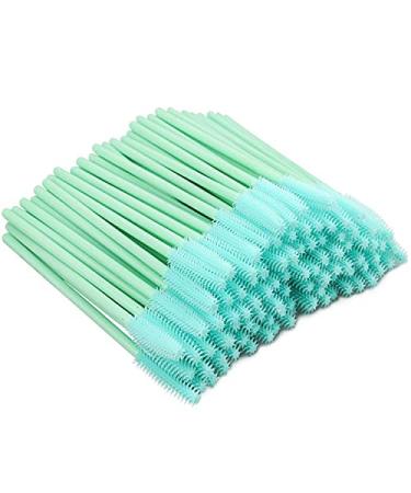 G2plus 100 pc silicone eyelash brush - disposable mascara magic bars - mint green mascara eyes make up tools 100 pieces (1 Pack) mint green