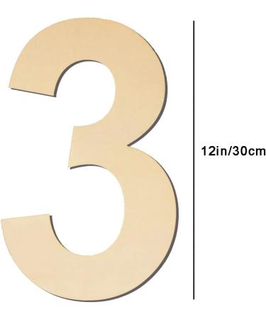 12 Inch Unfinished Wood Number 3 - DIY Craft Projects, Birthday Party Decorations - Buy Online on GoSupps.com