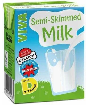 VIVA Semi Skimmed Milk 200ml x 16 - UHT Milk Cartons Ideal For School or Travel Natural Source of Calcium and Protein - Buy Online on GoSupps.com