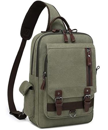Mygreen Canvas Cross Body Messenger Bag Shoulder Sling Backpack Travel Rucksack X-Large Army Green-xl