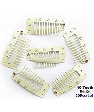 AKOAK 20 Pcs 3.6cm Beige Metal Snap Comb Wig Clips for Hair Extension - Buy Online on GoSupps.com