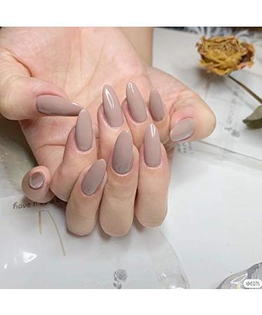 Justotry 24-Piece Glossy Stiletto Nails | Medium Nude French Press-On Fake Nails with Glue | Short Almond Art Artificial Nails for Women - Buy Online on GoSupps.com