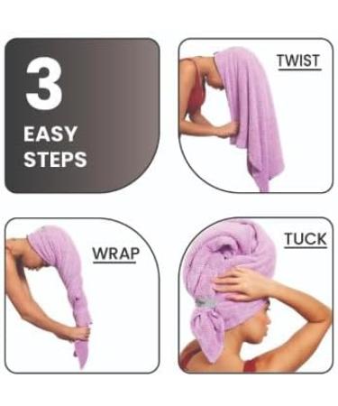 Curly Girl Microfiber Hair Towel with Strap - Fast Drying Anti-Frizz Waffle Design for Curly Hair - Lavender - Buy Online on GoSupps.com
