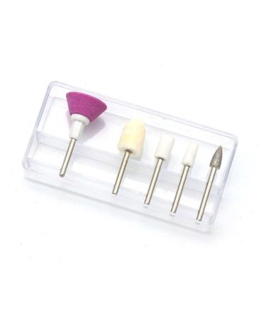 5 Pieces Nail Drill Bits Set - Ceramic Wool and Metal Acrylic Cuticle Polishing Cleaning Bits Electric Nail Files Accessories Manicure Pedicure Tool