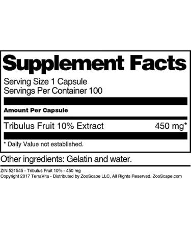 Tribulus Fruit 10% - 450 mg (100 Capsules ZIN: 521545) - 3 Pack - Buy Online on GoSupps.com