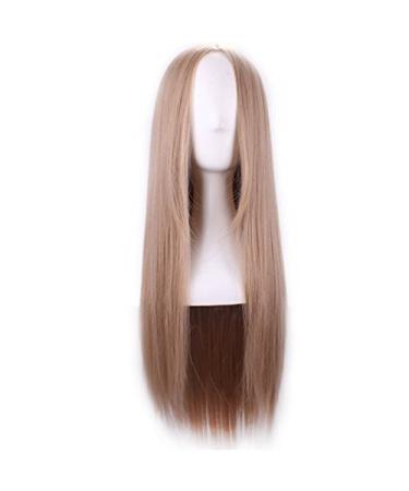 Long Hair Straight Wig with Front Lace Ombre Straight Lace Front Wig Cosplay Women 68cm