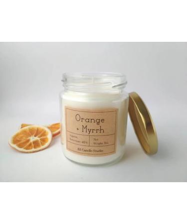 Orange and Myrrh scented soy wax candle Warm and cozy scent Vegan ecofriendly gift for new home Fall candle luxury scented Citrus candle - Scented Candle White