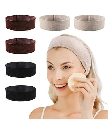 Dyeek 6 Piece Headbands for Women Fastern Velvet Wig Grip Comfort Adjustable Hair Accessories Non Slip Hair Band (Black/Brown/Beige)