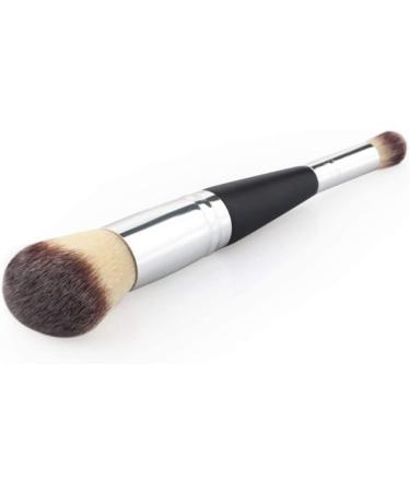 Multifuktion Double head Makeup Brush Professional Wood Handle Powder Brush Smooth Brush for Blush Eye Face Powder Cosmetics Black and Sliver Brush - Buy Online on GoSupps.com
