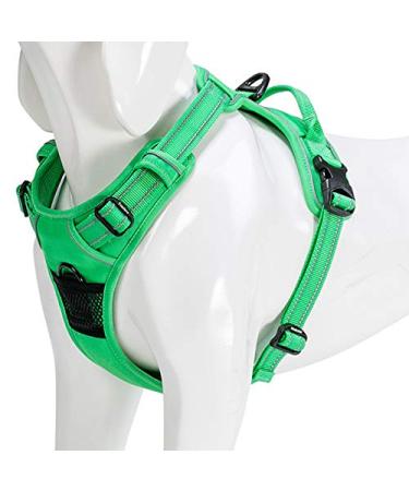 Winhyepet truelove dog harness no-pull reflective adjustable pet dishes with 2 linen clips simple control handle for small medium-sized and large dogs TLH5651 L grass green