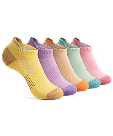 Gonii Ankle Socks Womens Running Athletic No Show Socks Cushioned 5-Pairs 5 Pairs Multicolor 8-10