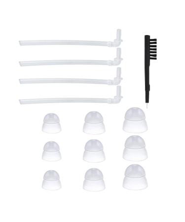 Universal BTE Hearing Aid Eartips Domes Set - Includes 9 Double-Layer Ear Plugs  4 Resound Tubes  and 1 Cleaning Brush