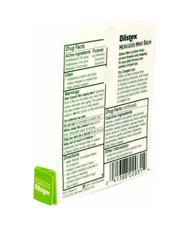 Blistex Medicated Lip Balm SPF 15 Mint 0.15 OZ - Pack of 2 | Lip Protectant & Sunscreen - Buy Online on GoSupps.com
